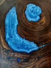 Beautiful Blue Epoxy Resin Night Glow Round Coffee Table End Table Center Table Side Bedside Table Office Table Hallway Table Living Room Table Home Décor with Hairpin legs - 20 inch Tall - resinhomefurniture